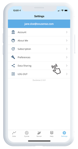 Tap 'Data Sharing''